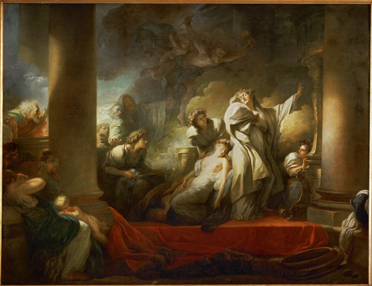 Le grand pretre Coresus se sacrifie pour sauver Callirhoe - velký kněz Coresus se obětuje, aby zachránil Callirhoe ... od Jean Honore Fragonard