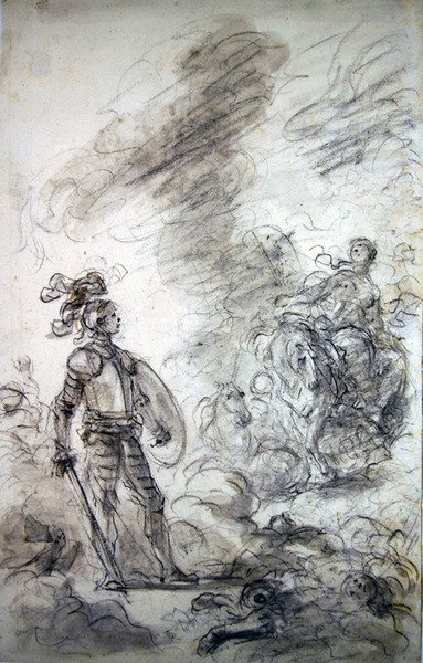 Lidia postupuje, aby se setkala s Alcestem (pero a inkoust, křída a mytí na papíře) od Jean Honore Fragonard