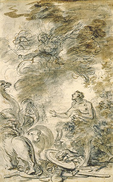 Melissa vrací Astolfovi jeho přirozenou podobu (pero a inkoust, křída a mytí na papíře) od Jean Honore Fragonard