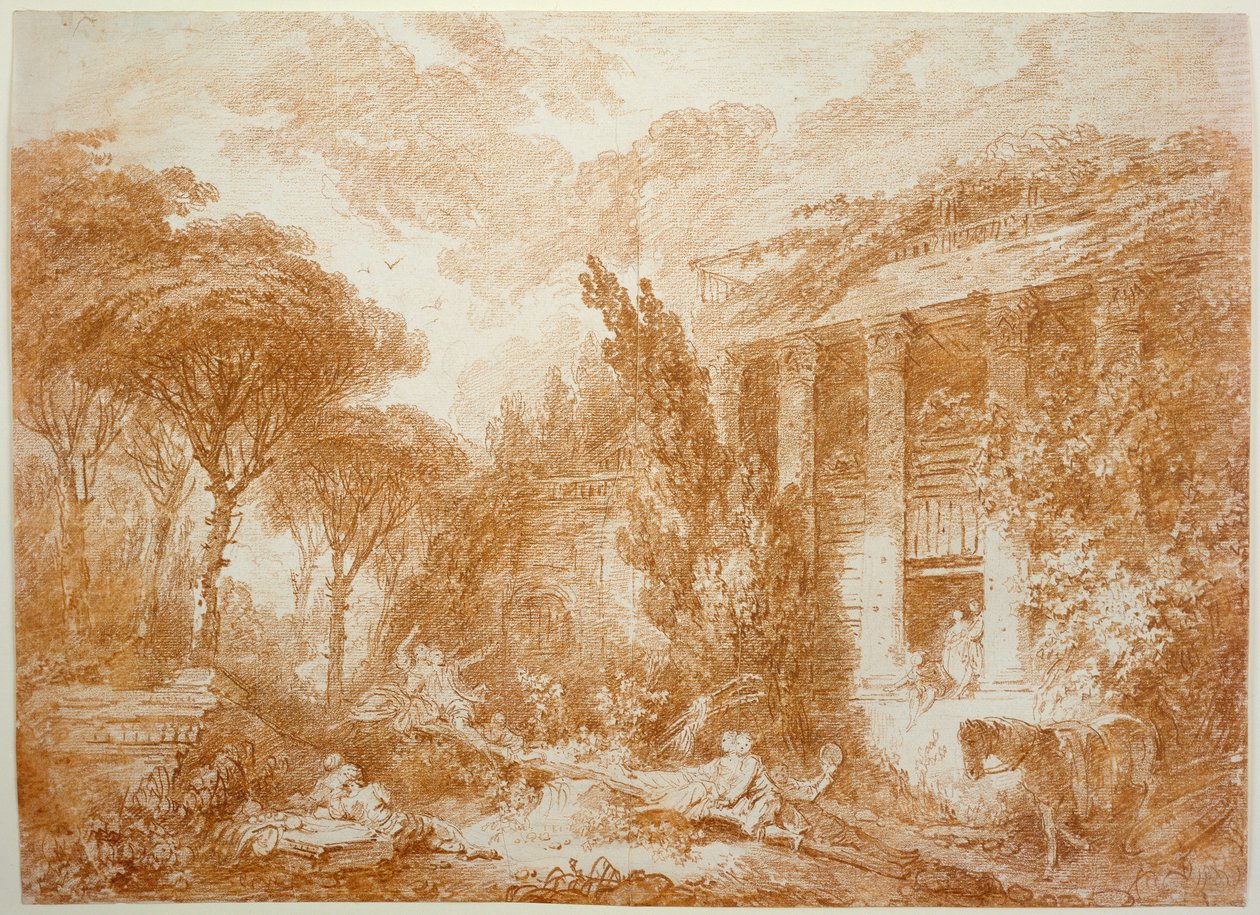 Parklandschaft des Schlosses Marburg od Jean-Honore Fragonard