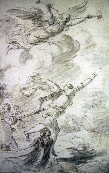 Ruggiero vyskočí na břeh (pero a inkoust, křída a mytí na papíře) od Jean Honore Fragonard