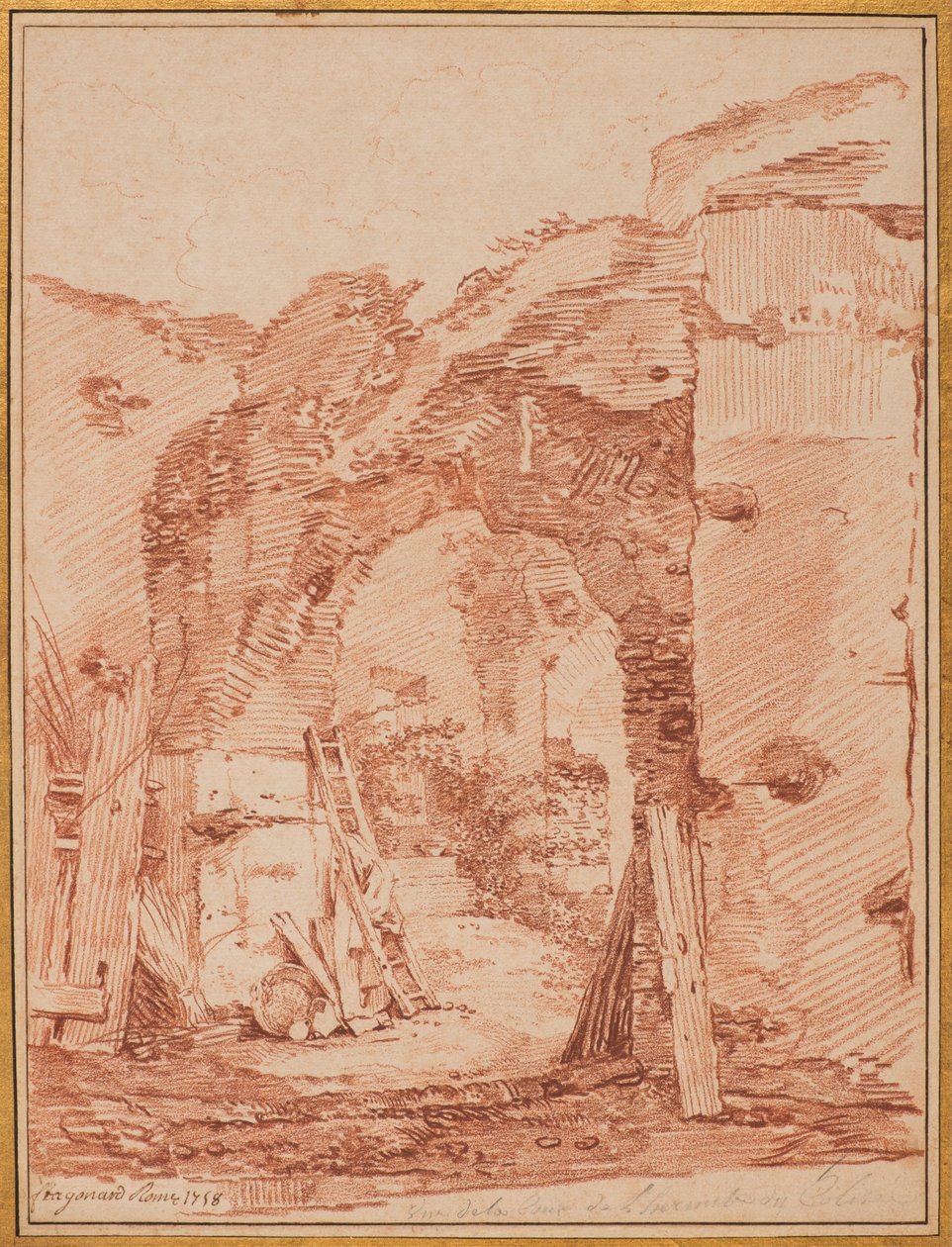 Der Hof des Einsiedlers im Kolosseum od Jean-Honore Fragonard