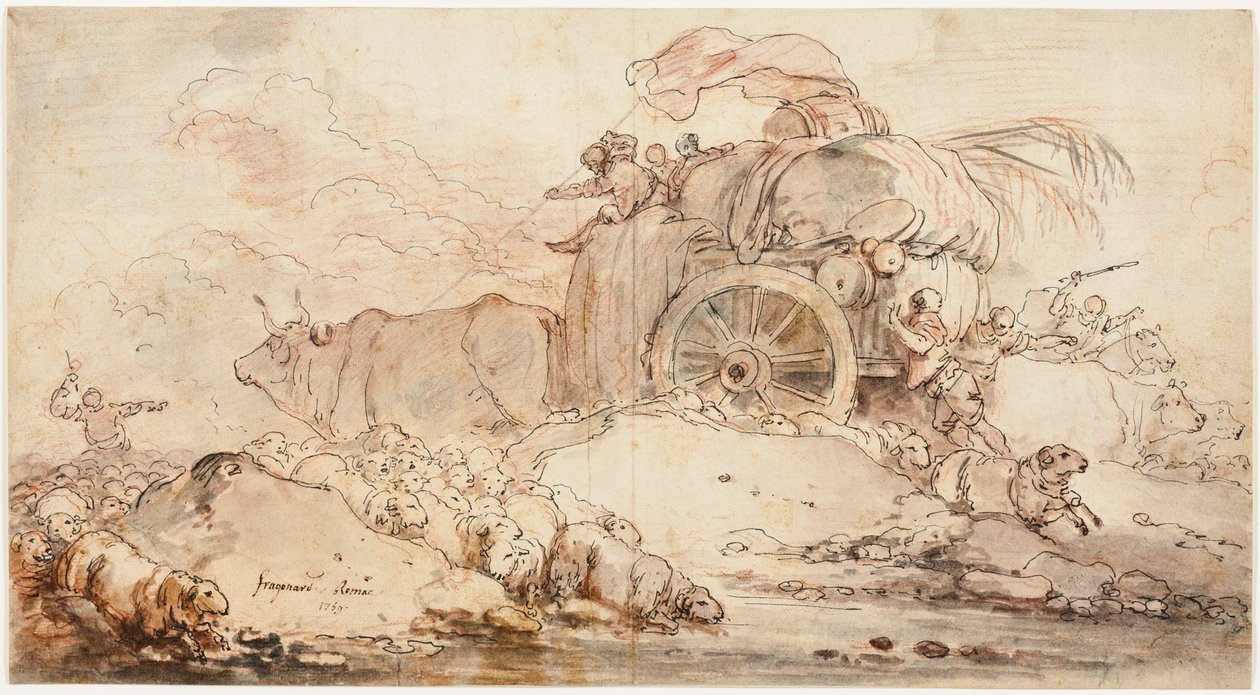 Zastavený vozík od Jean-Honore Fragonard