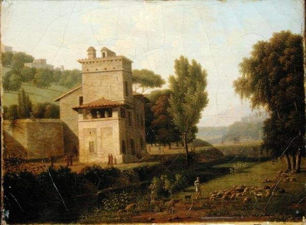 Casa Cenci v zahradách Borghese v Římě od Jean Honore Marmont de Barmont