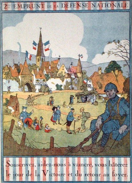 Plakát propagující druhou půjčku národní obrany (barevné lito) od Jean Jacques Waltz
