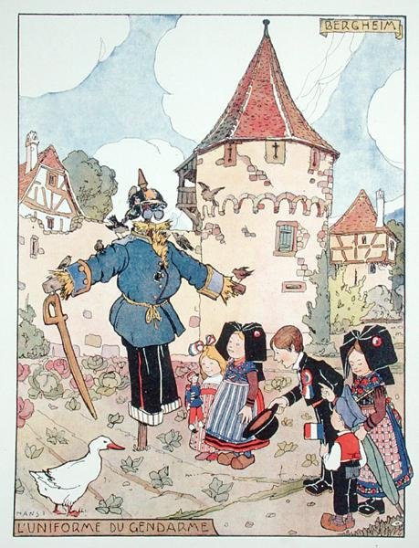 Policejní uniforma, karikatura osvobození Alsaska od Jean Jacques Waltz