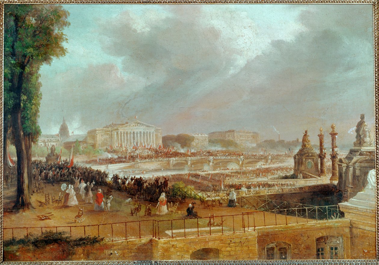 Vyhlášení druhé francouzské republiky na náměstí Svornosti... (malba na plátně) od Jean Jacques Champin