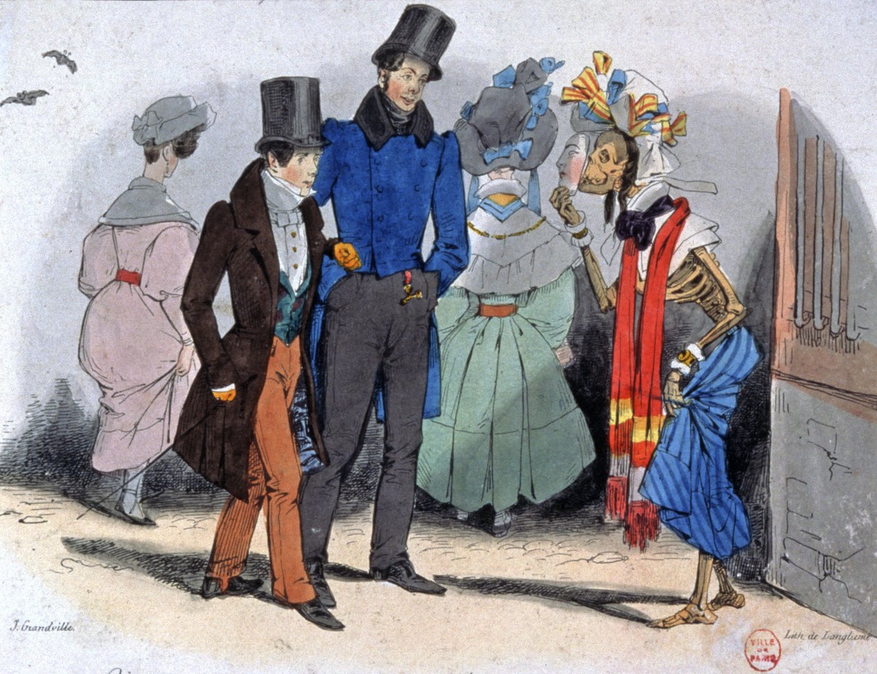 Prostitutky šířící syfilis, kolem roku 1850 (ilustrace) od Jean Jacques Granville