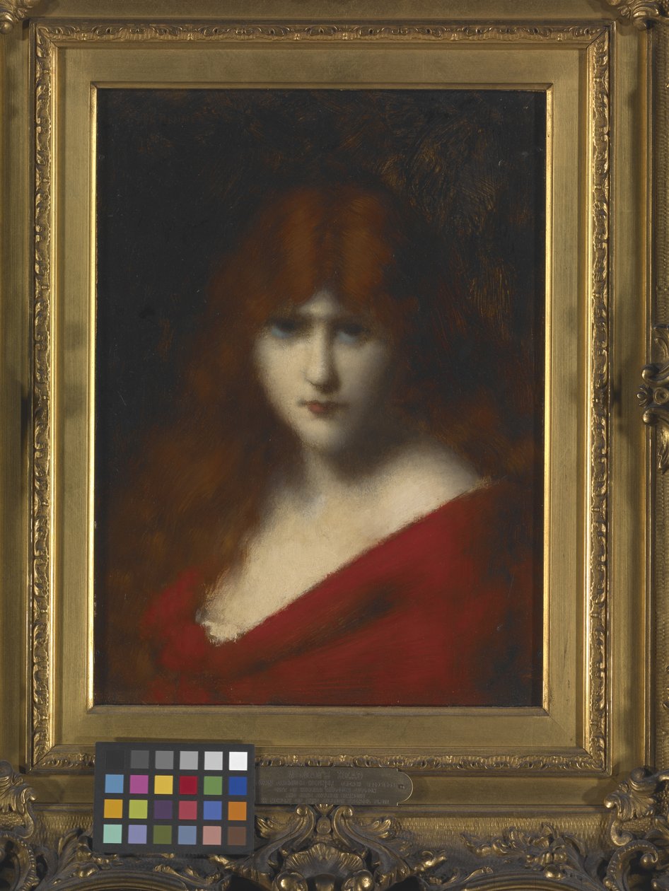 Ženská hlava (olej na dřevě) od Jean Jacques Henner