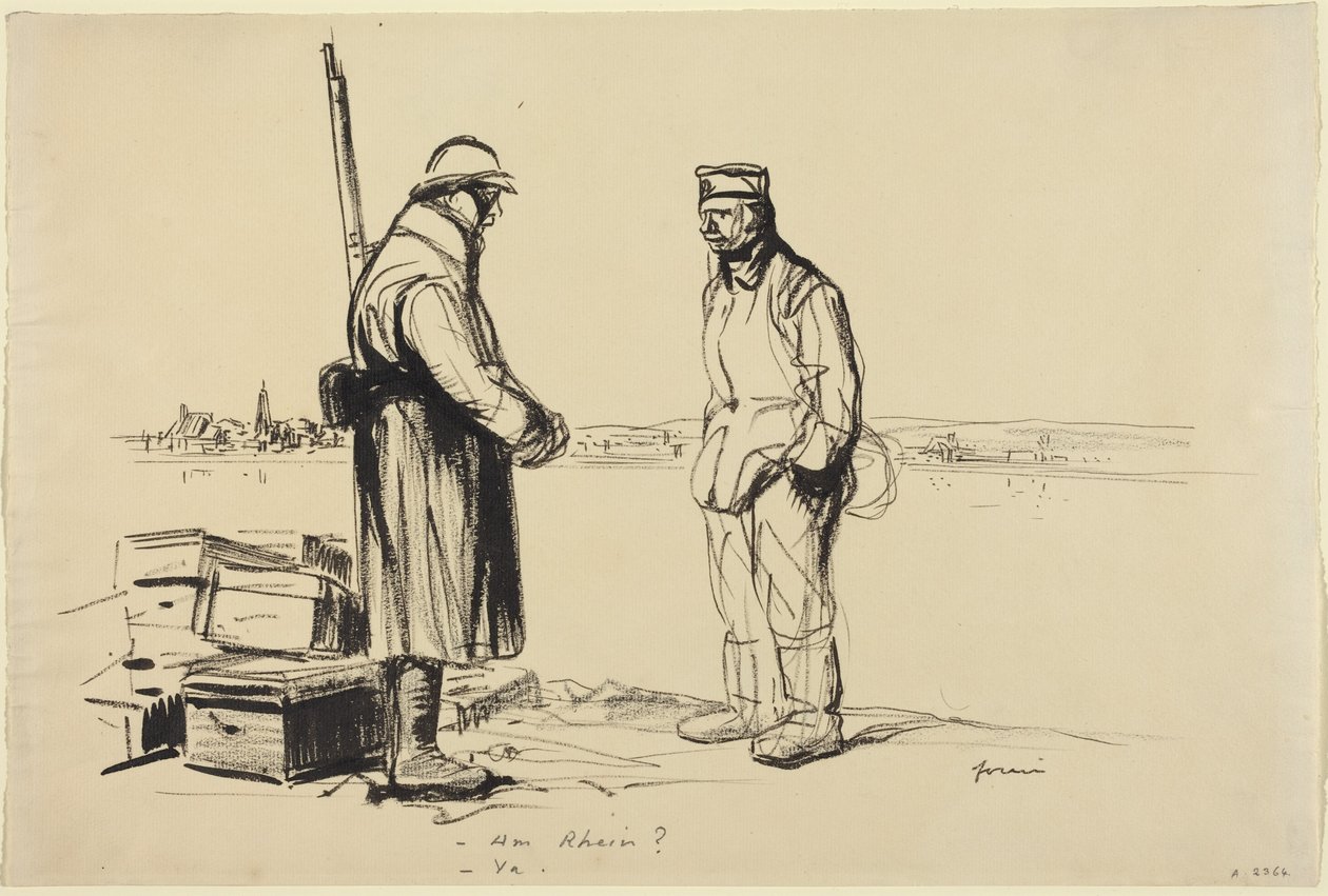 -Am Rhien -Ya., asi 1918 (tuš na papíře) od Jean-Louis & Caran D
