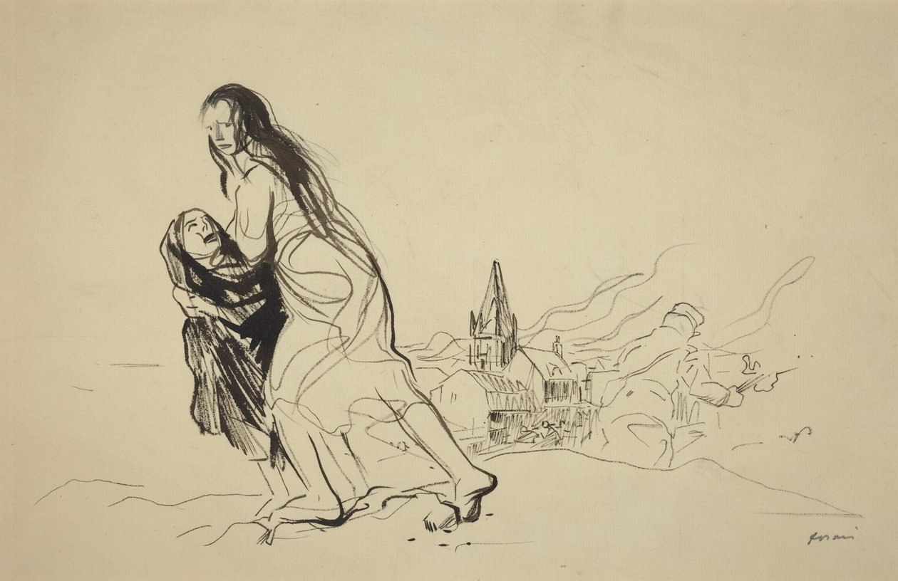 Podle Douai, pravděpodobně 1918 (tuš na papíře) od Jean-Louis & Caran D