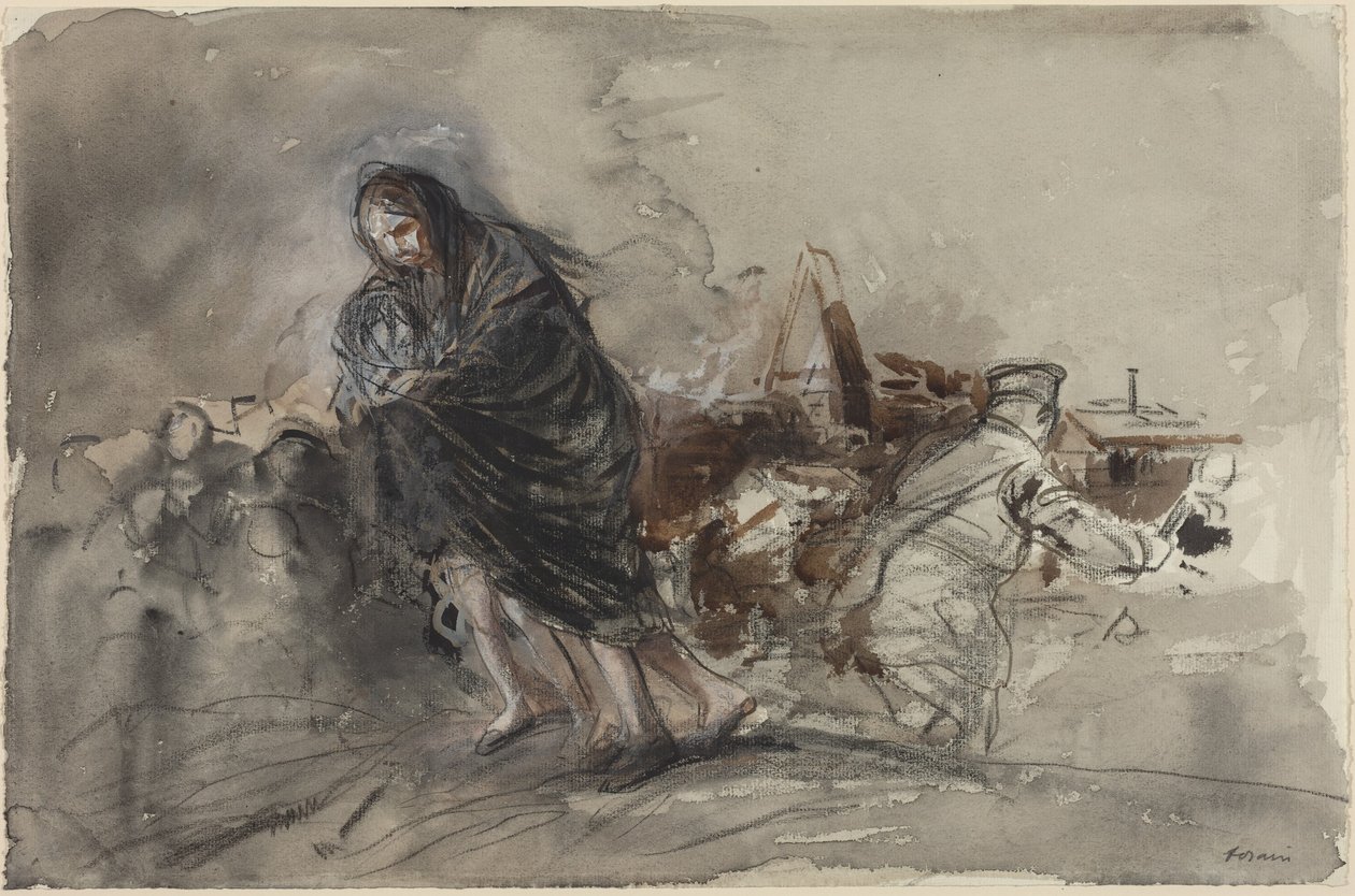 Podle Douai, pravděpodobně 1918 (akvarel) od Jean-Louis & Caran D