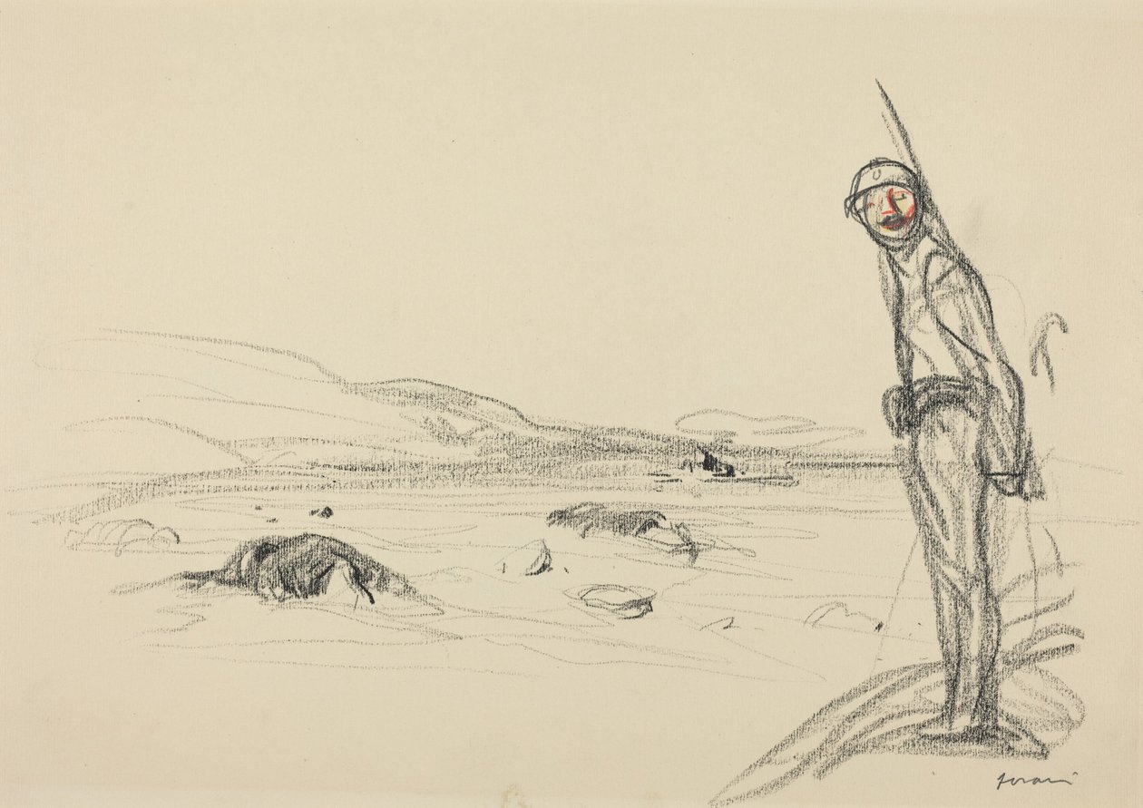 Podél Marny, pravděpodobně 1918 (pastelka na papíře) od Jean-Louis & Caran D