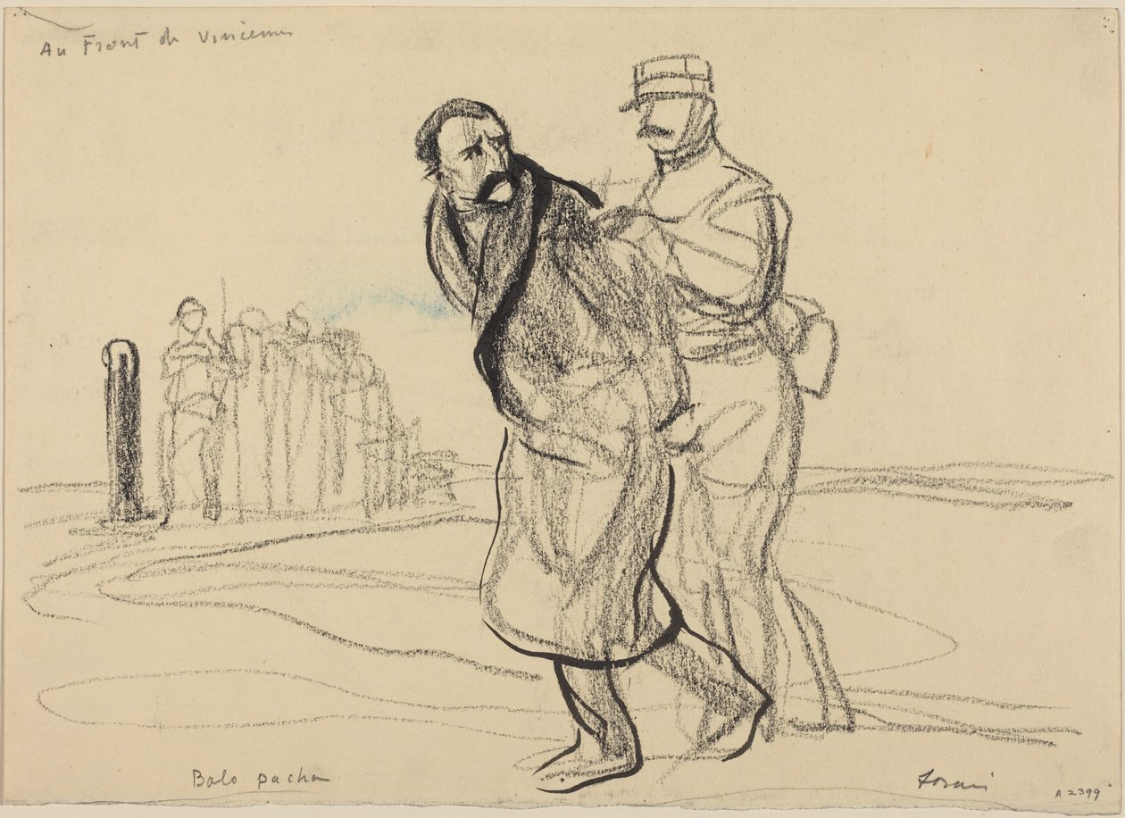 Na Vincenneské frontě. Bolo pacha, asi 1914-1919 (uhel na papíře) od Jean-Louis & Caran D