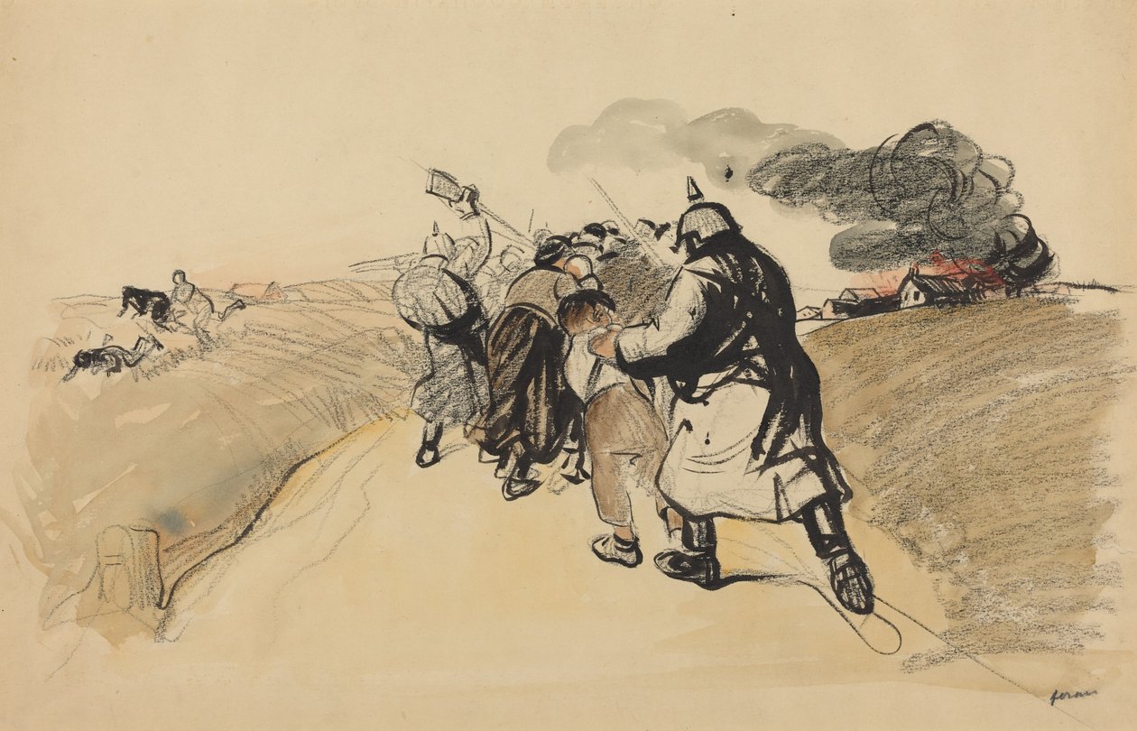 Německý nájezd na vesnici od Jean-Louis Forain