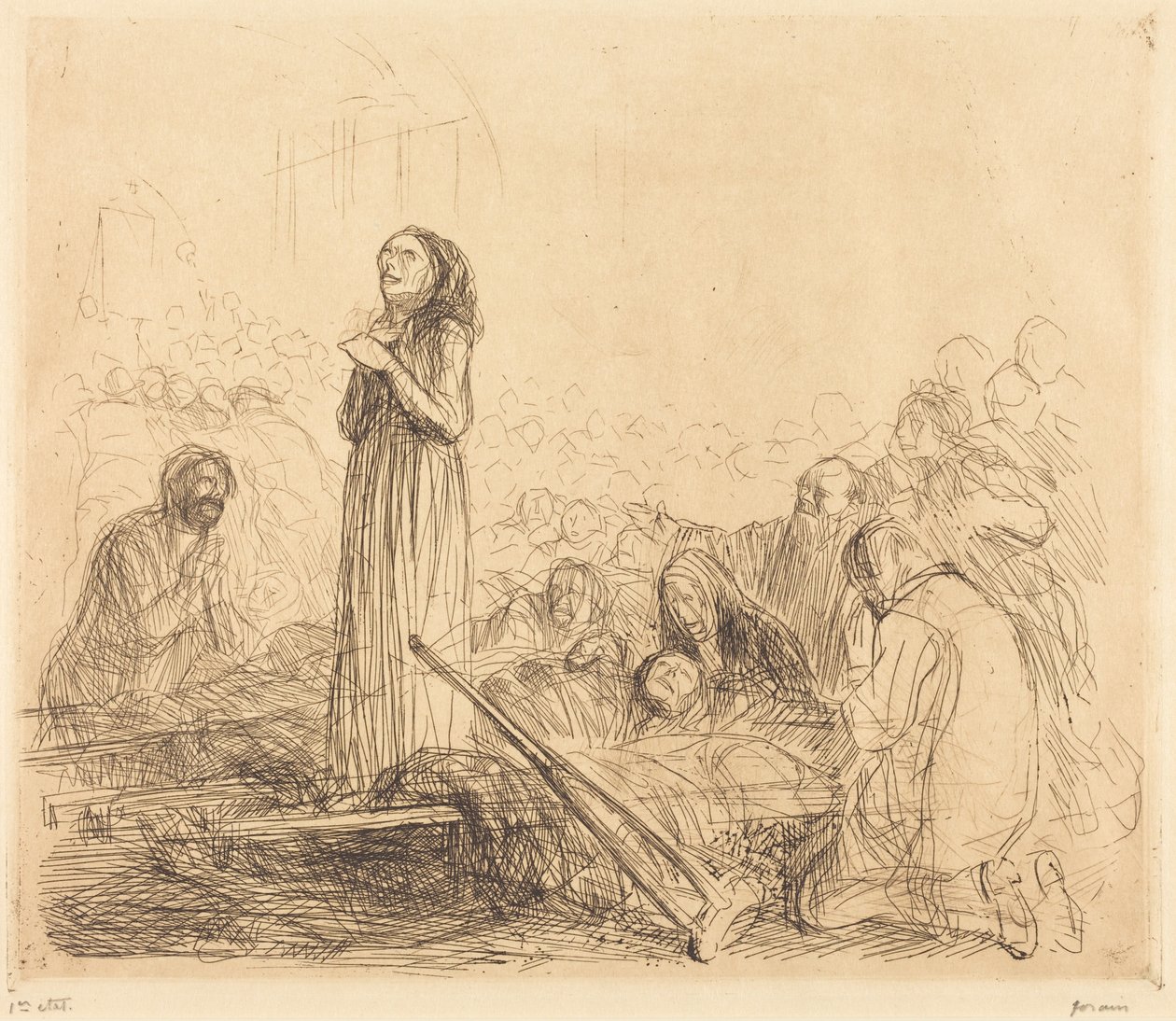 Lourdes, zázračná (1. obrázek) (Lourdes, zázrak) (první obrázek) od Jean-Louis Forain