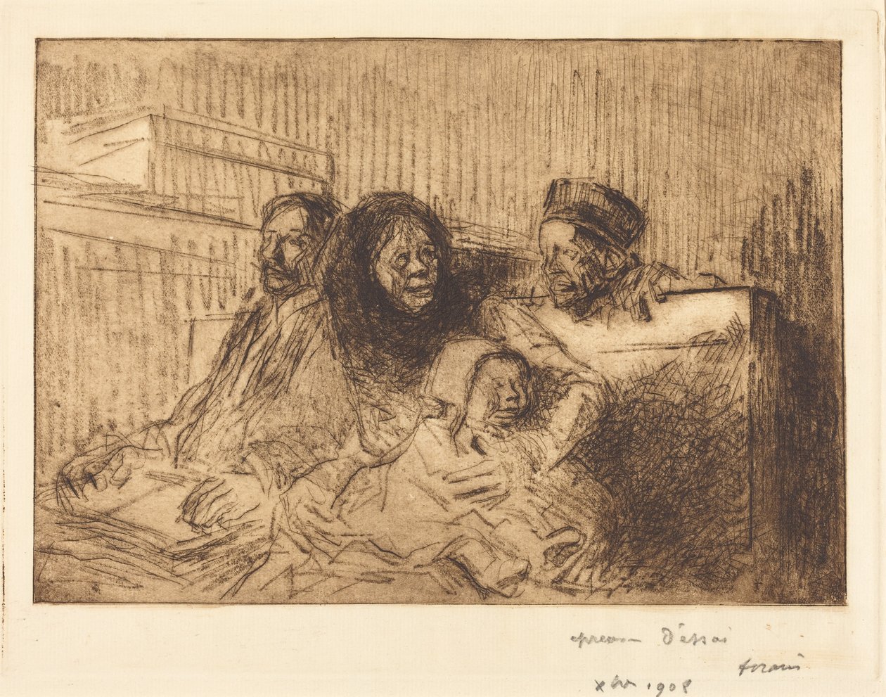 Svědci při slyšení (2. obrázek) (Evidence at the Hearing) (second plate) od Jean-Louis Forain