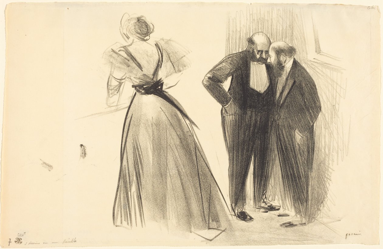 Tři kresby na jednom listu od Jean-Louis Forain
