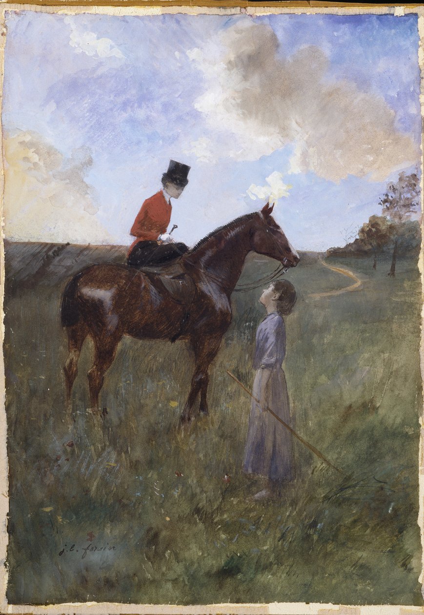 Žena na koni a pastýřka od Jean-Louis Forain