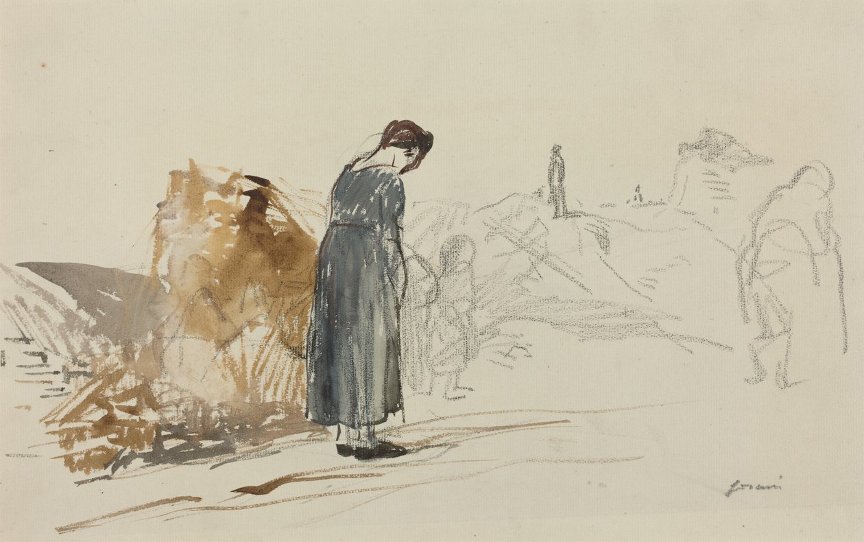 a) Němci odešli (líc); b) Skica muže (rub) od Jean-Louis Forain