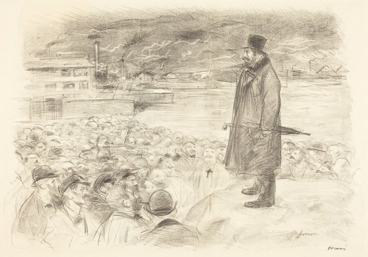 a) Scéna stávky (třetí tabule) (líc); b) Bez názvu (rub) od Jean-Louis Forain