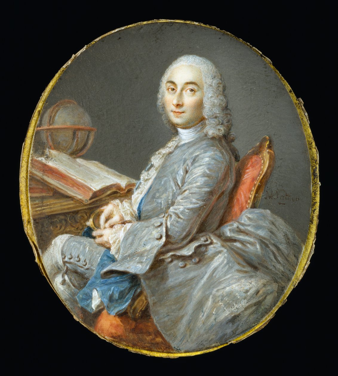 Miniaturní portrét Césara Françoise Cassiniho de Thury od Jean-Marc Nattier