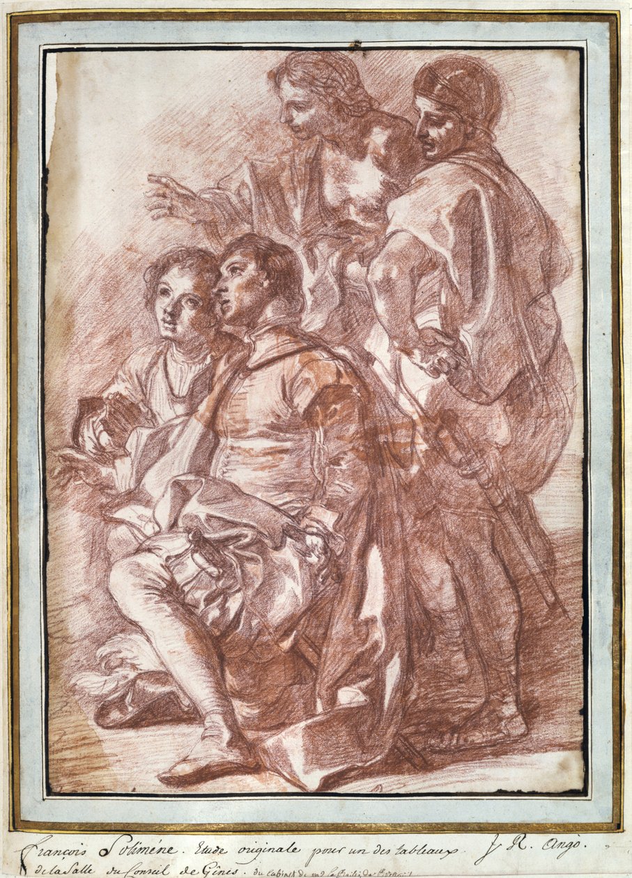 Přistání Kryštofa Kolumba v Americe 1494 (červená pastelka) od Jean Robert Ango