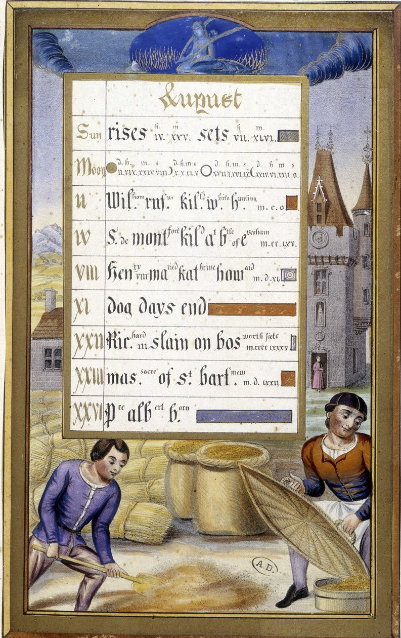 Sklizeň (znamení panny) - faksimile Hodin Anny Bretaňské od Jean Bourdichon od Jean (after) Bourdichon