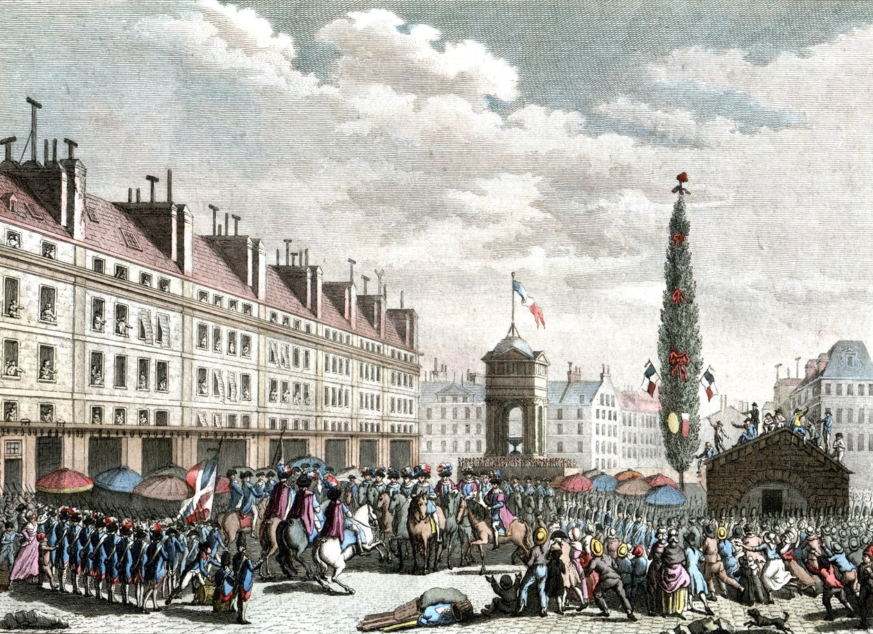 vyhlášení francouzské ústavy, 1791, konec 18. století (rytina) od Jean (after) Duplessis Bertaux