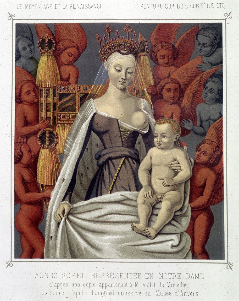Agnes Sorel (1422-1450) (Lady of Beaute sur Marne) (Beaute-sur-Marne) zastoupená v Notre Dame od Jean (after) Fouquet