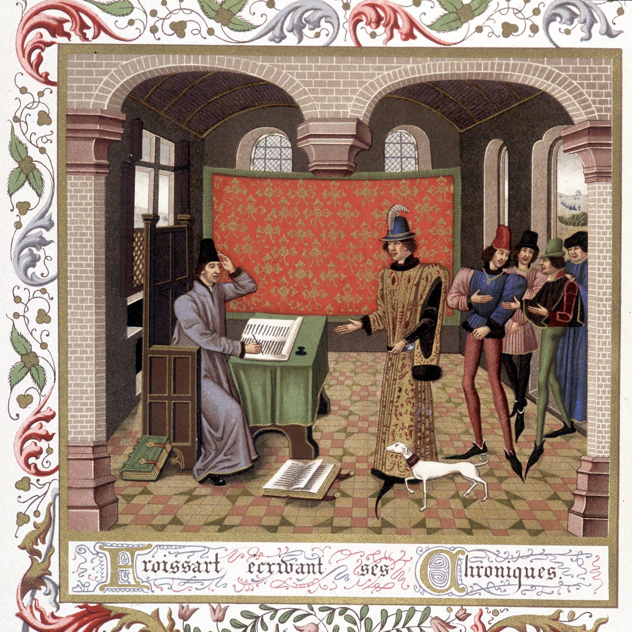 Froissart píšící své kroniky - Miniatura, středověk od Jean (after) Froissart