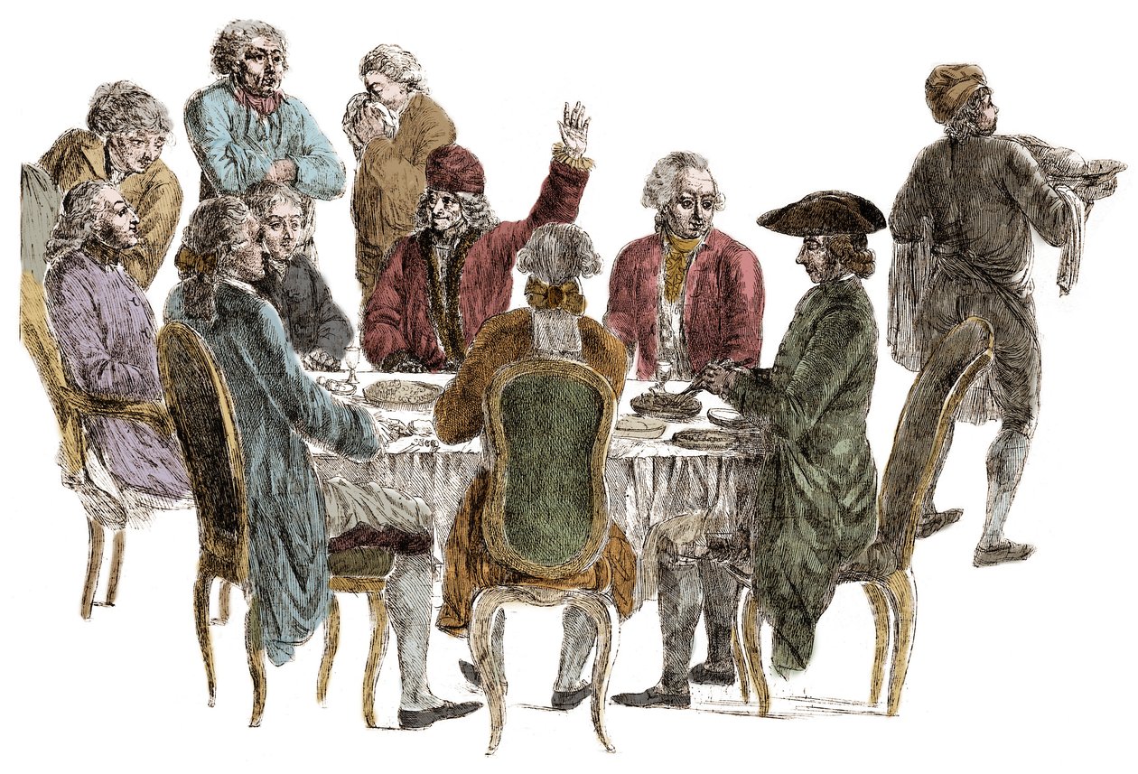 Le Diner des philosophes - Voltaire (Francois Marie Arouet dit od Jean (after) Huber