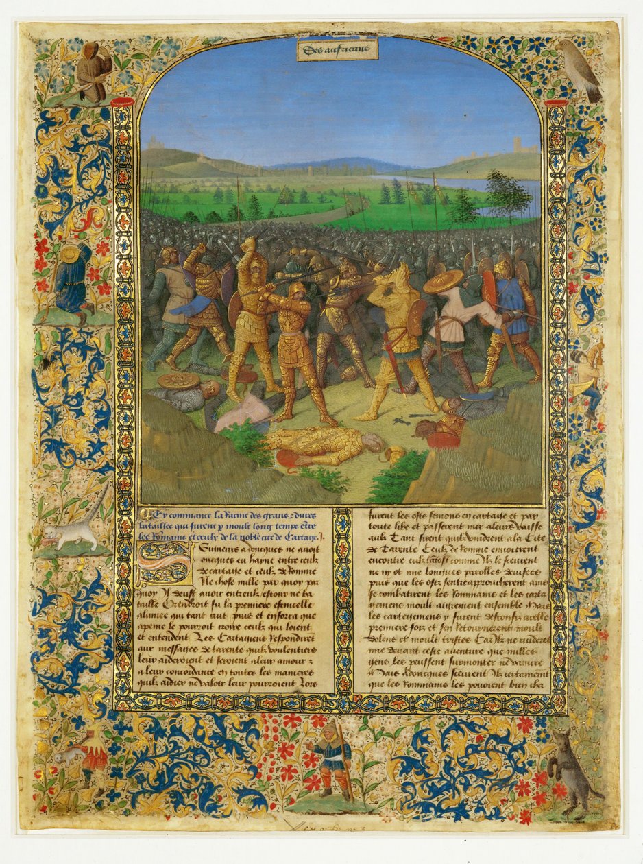 Bitva mezi Římany a Kartaginci, pravděpodobně bitva u Cannae... od Jean (style of) Fouquet