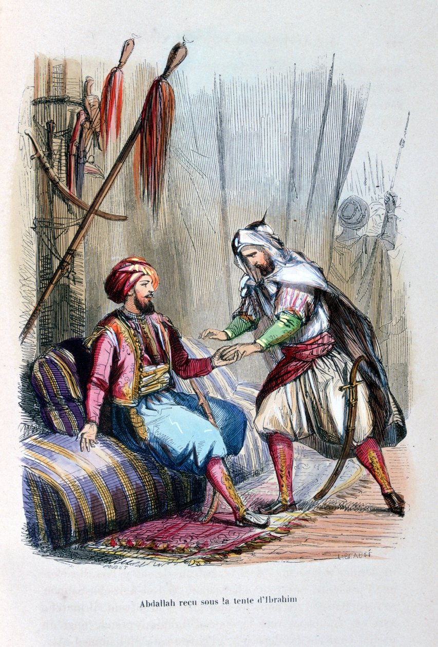 Abdullah přijat ve stanu Ibrahima Paši, 1818, c1847 od Jean Adolphe Beauce