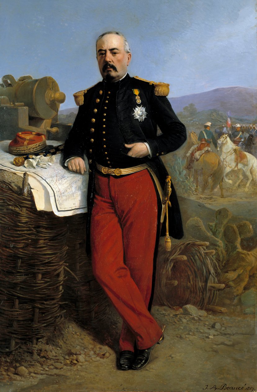 Achille Bazaine (1811-1888) marechal impéria v roce 1864: portrét Francoise Achille Bazaine (Francois-Achille) zastupujícího velitele francouzského expedičního sboru v Mexiku v letech 1863 až 1867, obraz Jean Adolphe Beauce (1818-1875), 18 od Jean Adolphe Beauce