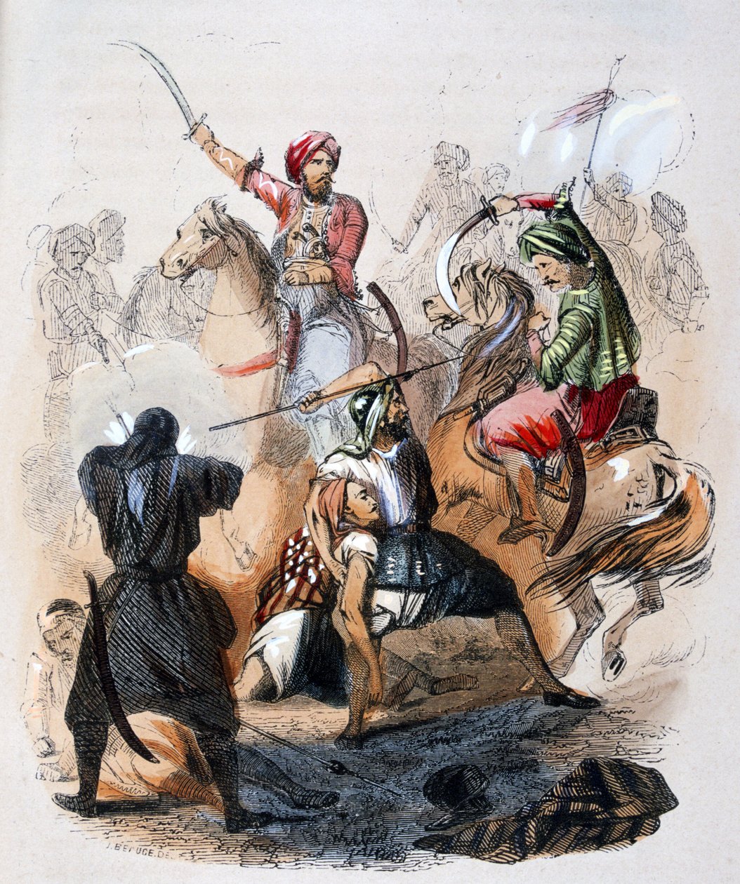 Ibrahim paša (1789-1848) na bitevním poli během tažení proti wahhábistům od Jean Adolphe Beauce