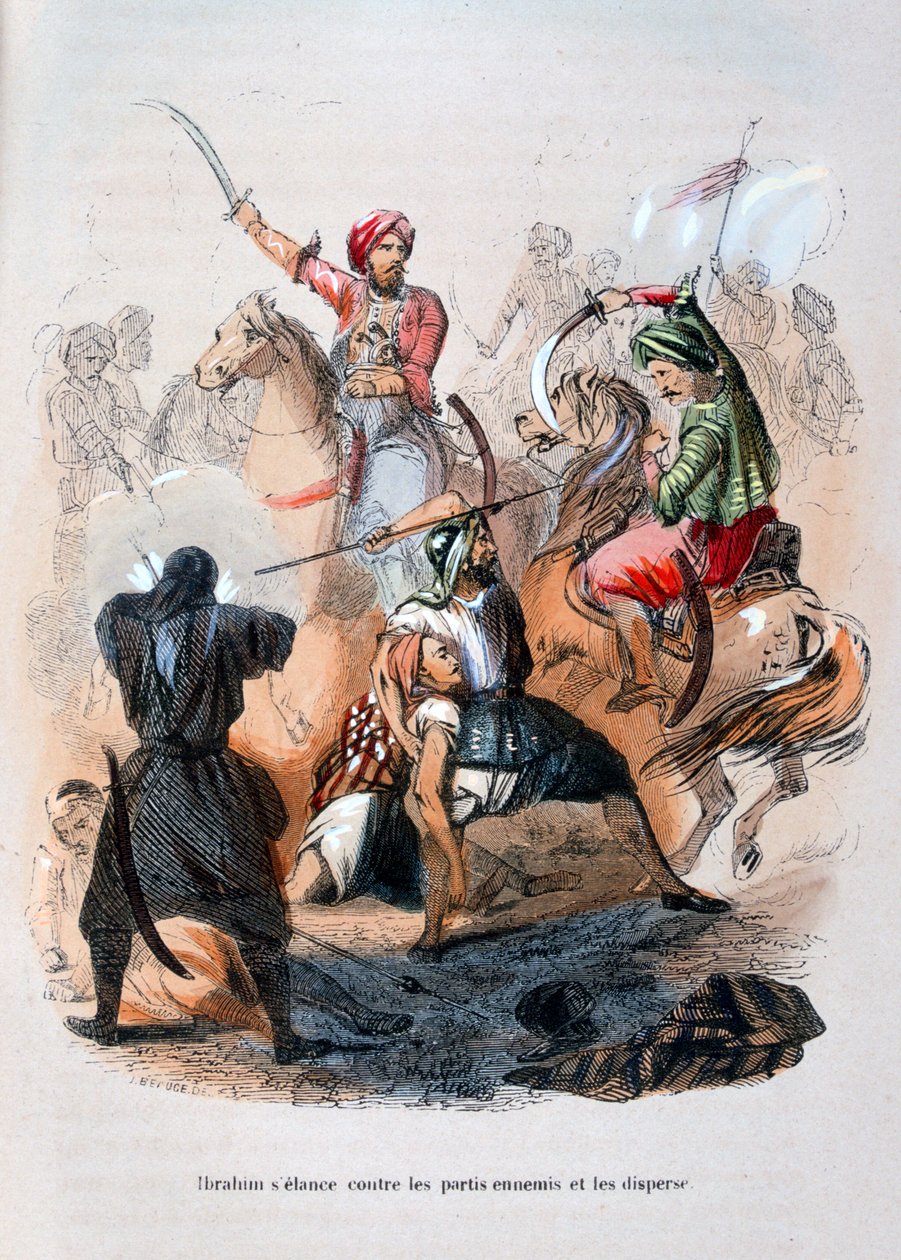 Ibrahim Pasha bojující s wahabisty, Saúdská Arábie, 1811-1818 1847 od Jean Adolphe Beauce