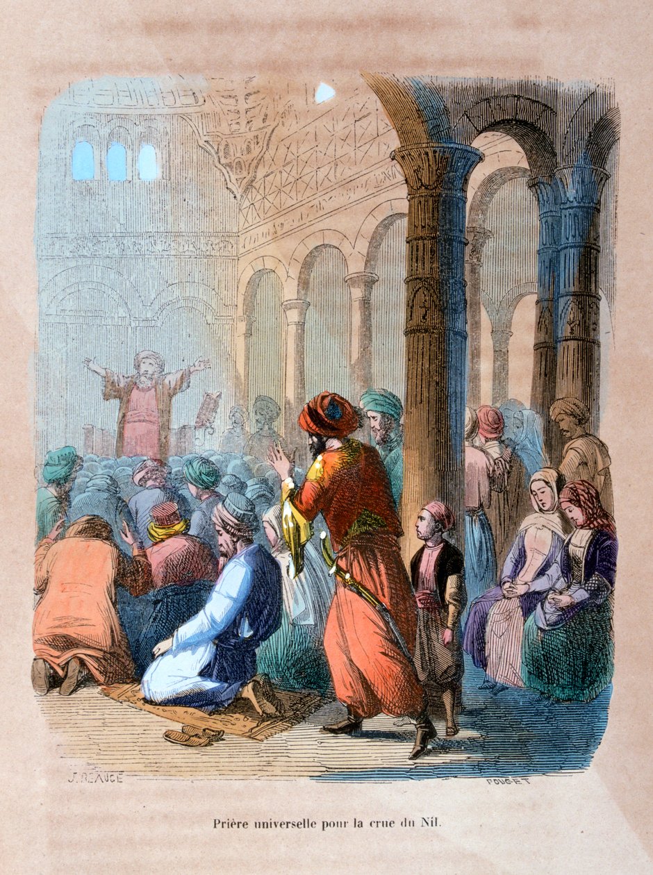 Univerzální modlitba za zatopení Nilu, Egypt, c1847 od Jean Adolphe Beauce