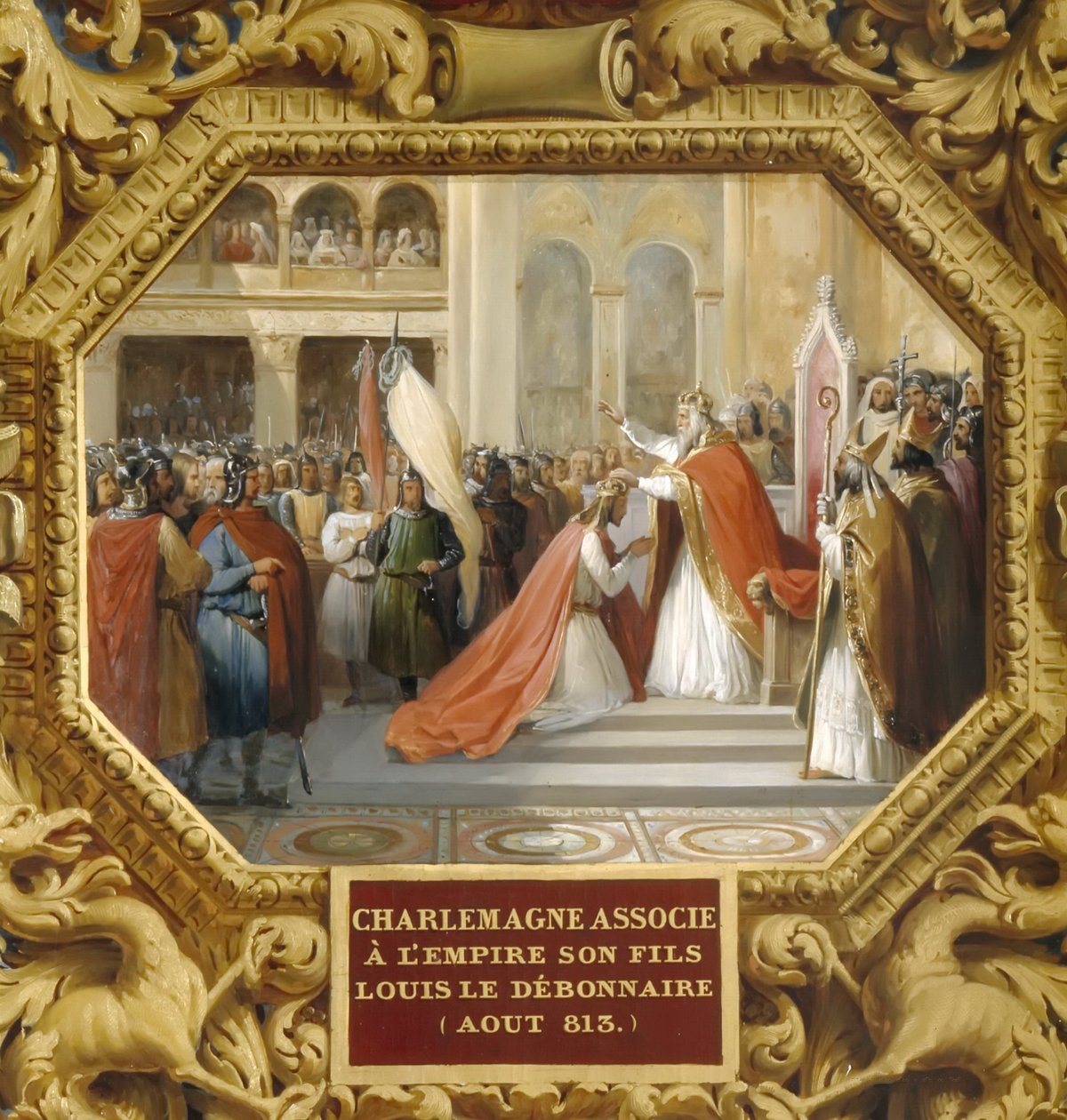 Karel Veliký korunuje v roce 813 svého syna Ludvíka Pobožného od Jean Alaux