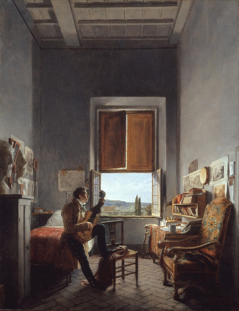 Léon Pallière 1787-1820 ve svém pokoji ve Villa Medici, Řím, 1817. od Jean Alaux