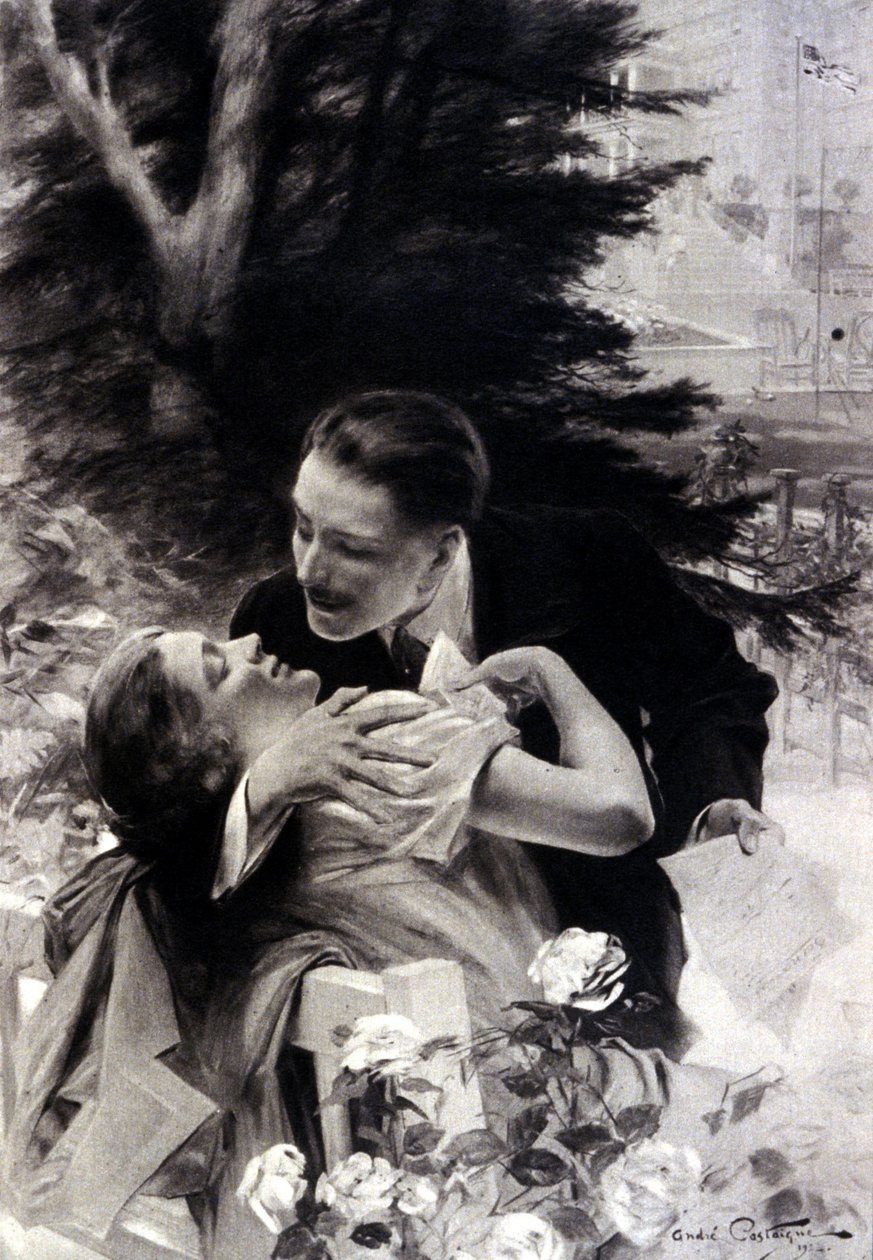 Scéna svádění. Rytina André Castaigne. 1922. od Jean Alexandre Michel Andre Castaigne
