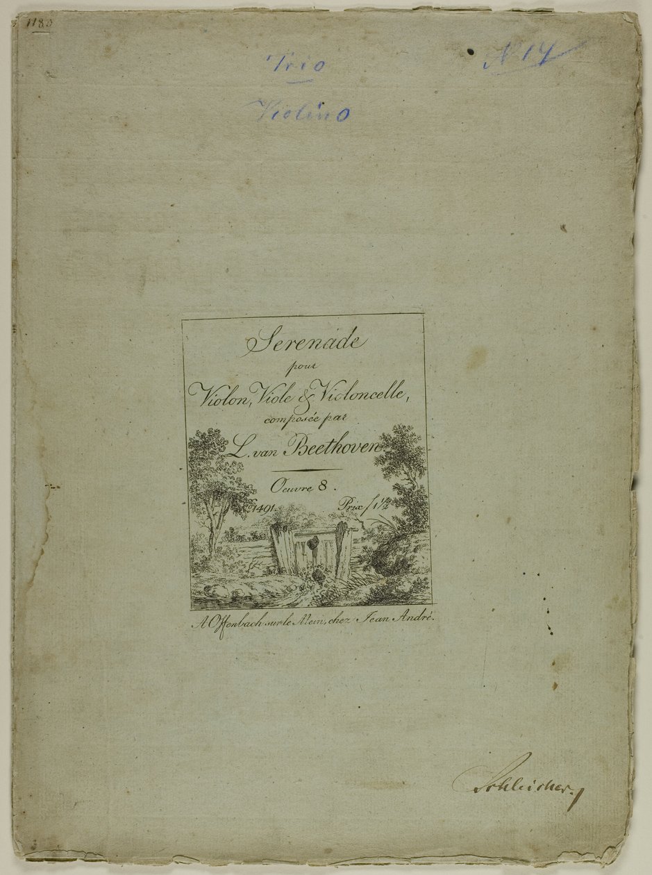 Serenáda pro housle, violu a violoncello, kterou složil Ludwig von Beethoven od Jean Andre