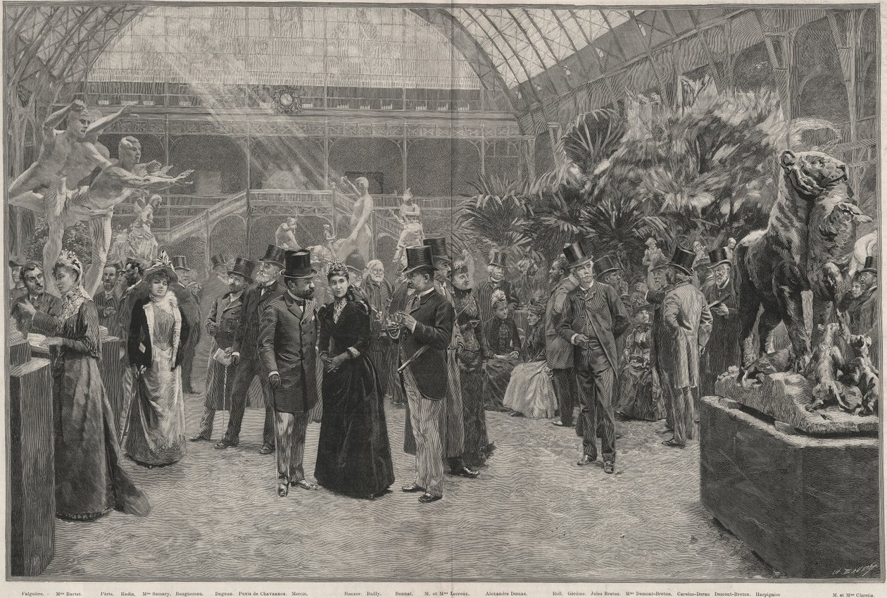 Den zahájení Societe nationale des beaux-arts v Palais des Champs-Elysees v Paříži od Jean Andre after Rixens