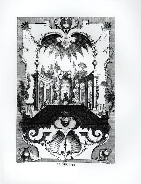 Grotto, vyryto Gabrielem Huquierem (1695-1722) (rytina) (čb foto) od Jean Antoine (after) Watteau