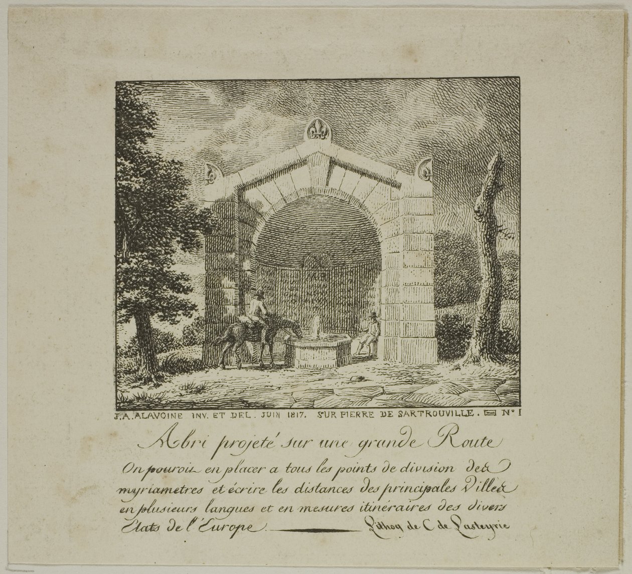 Projekt přístřešku podél dálnice od Jean Antoine Alavoine