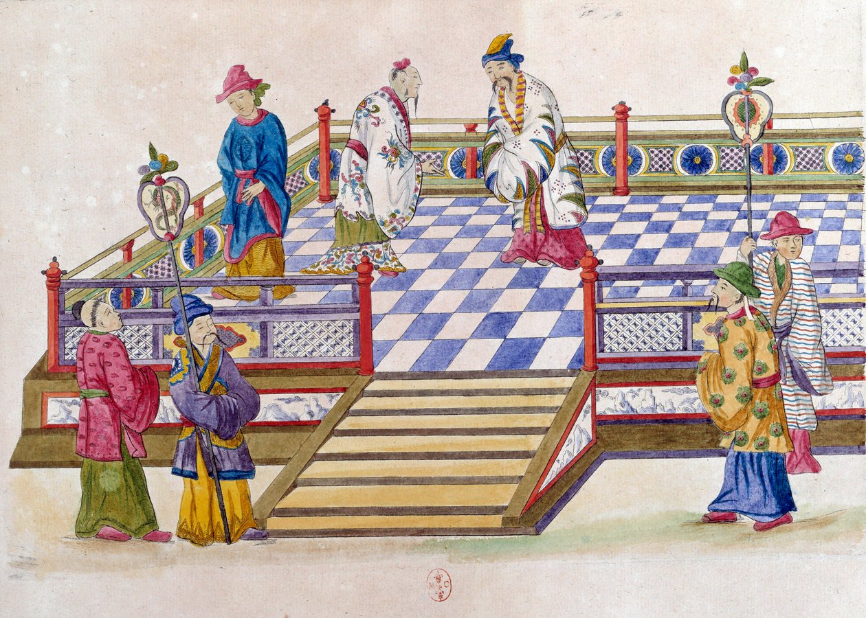 Kresba z čínské vázy: scéna v paláci. Obraz Jean Antoine Fraisse (18. století) od Jean Antoine Fraisse