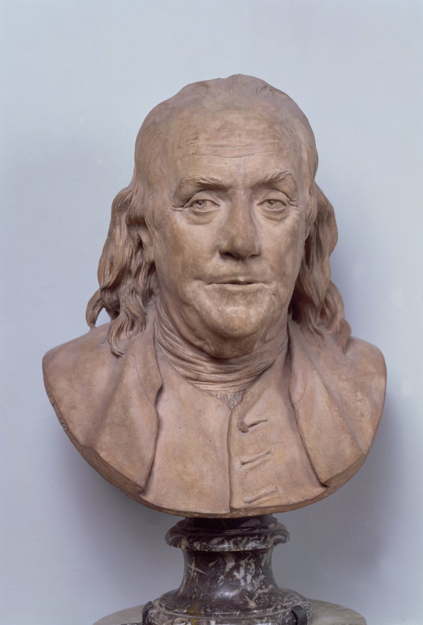 Busta Benjamina Franklina (1706-90) 1778 (terakota) (viz také 102249) od Jean Antoine Houdon