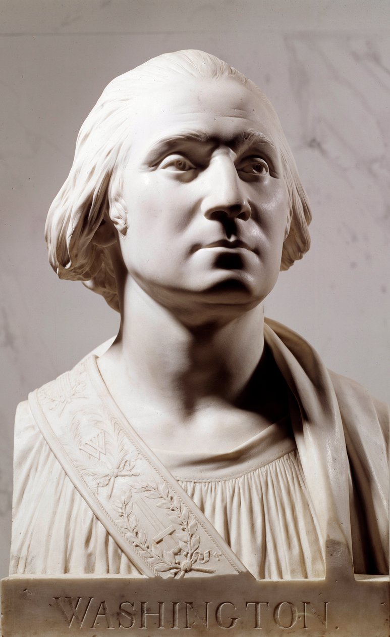 Mramorová busta od George Washingtona (1732-1789) Socha od Jean Antoine Houdona (1741-1828) 1786 Paříž, Musee du Louvre od Jean Antoine Houdon