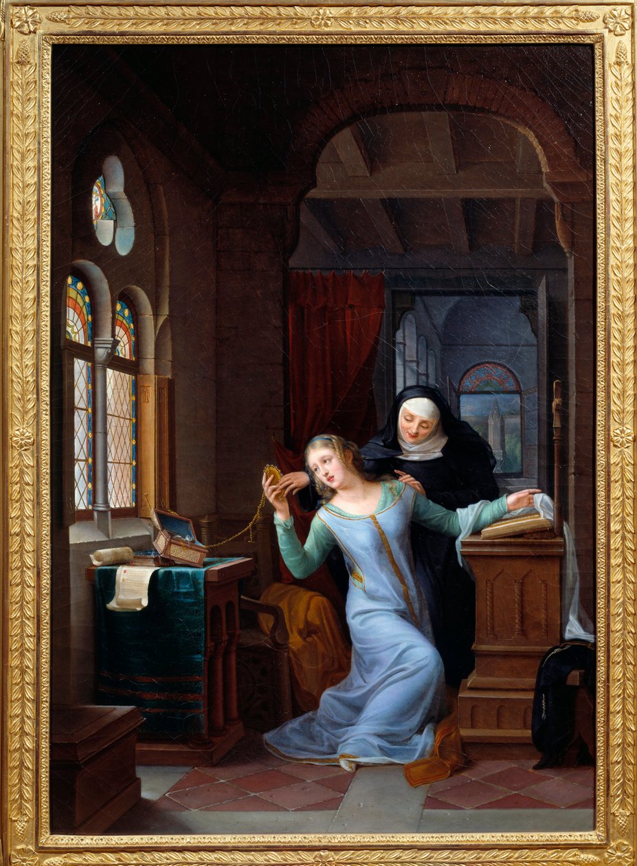 Heloise (1101-1164) v mnišském životě Historie Heloise a Abelarda, legendárního páru. Obraz Jean Antoine Laurent (1763-1832) 19. století Sun. 0,84x0,58 m Malmaison, musee du chateau od Jean Antoine Laurent