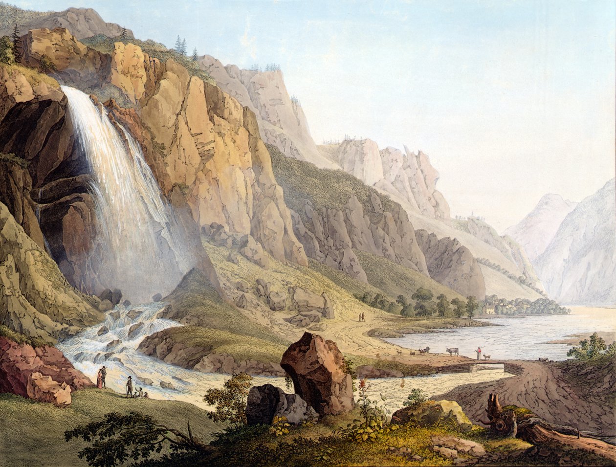 Pohled na Cascade de Pissevache, c.1789 od Jean Antoine Linck